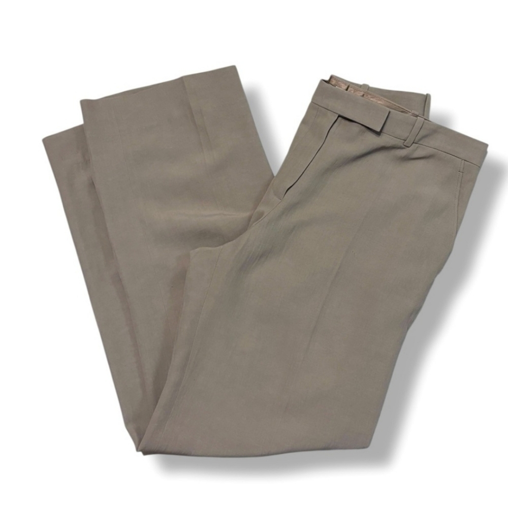 ARMANI COLLEZIONI Tan Mid Rise Flat Front Linen Blend Straight Leg Dress Pants - Picture 10 of 10
